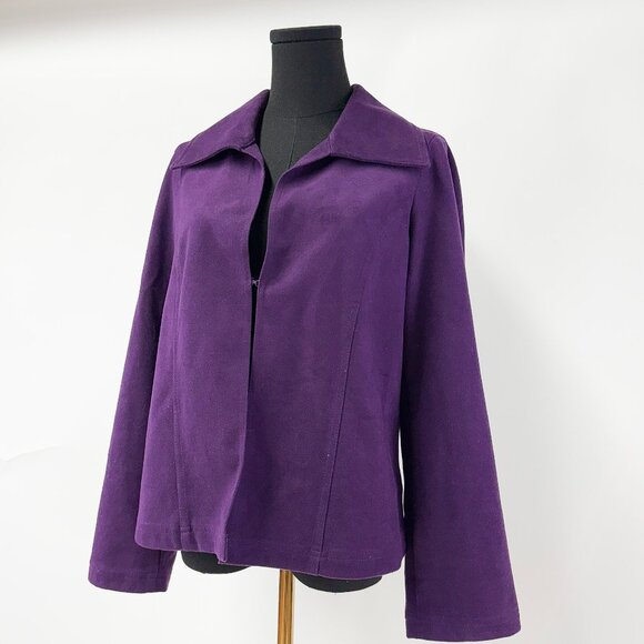 90s vintage style Deep Purple Faux Suede Jacket - Picture 1 of 13